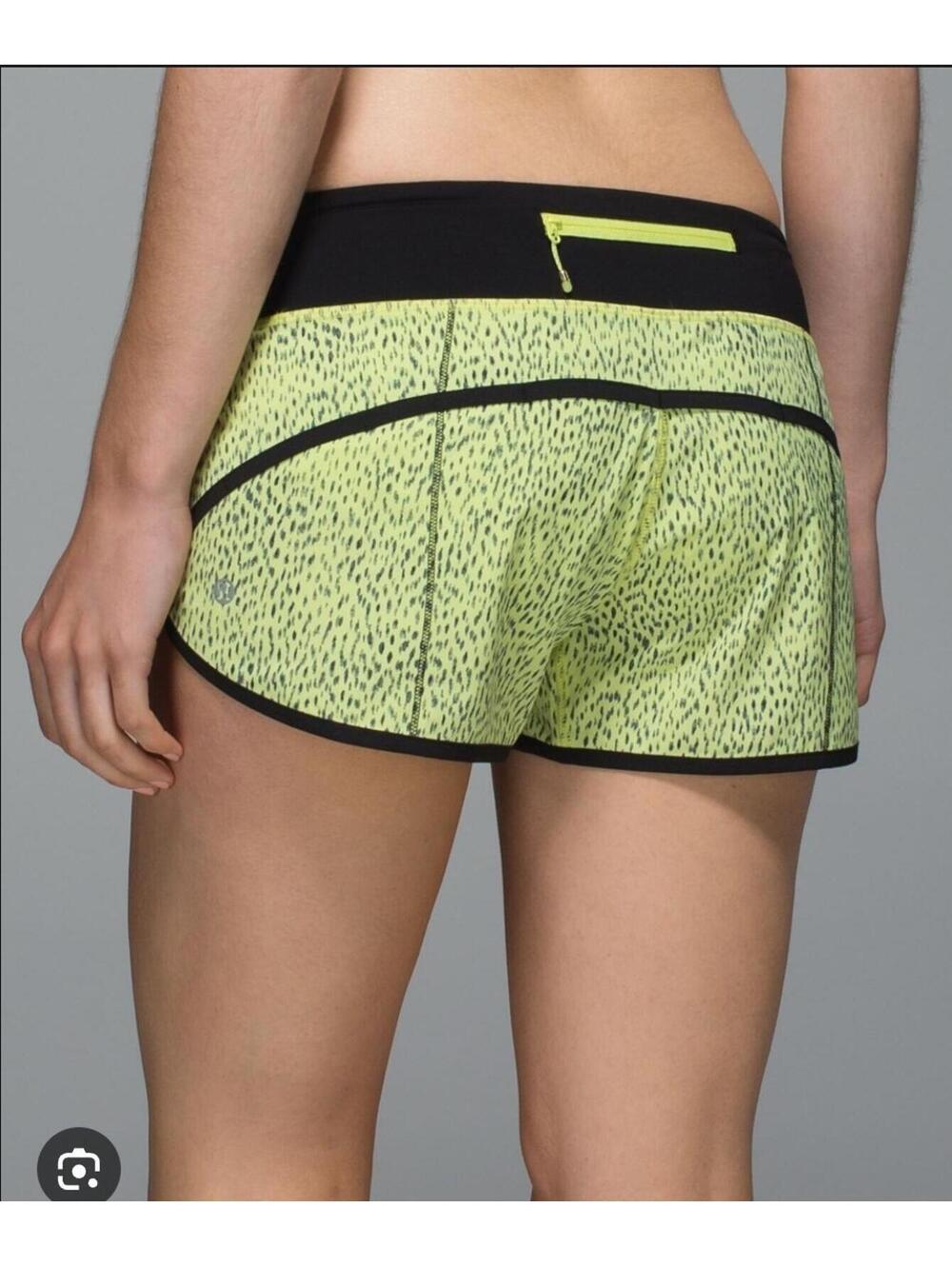 Lululemon Speed Shorts Size 6 Yellow Dottie Dash Pattern 4in" Rare Y2k 2000s